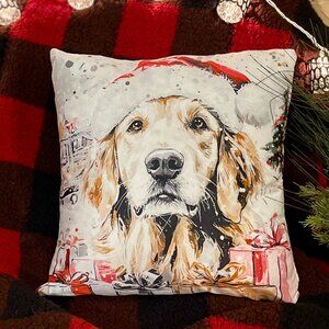 Retro Look Santa Labrador Pillow!  18"x18"  NWT